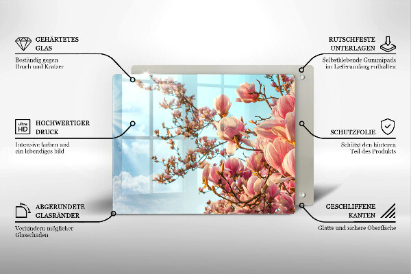 Vidro para placas de indução Árvore de flores rosa
