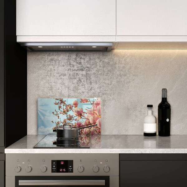 Vidro para placas de indução Árvore de flores rosa