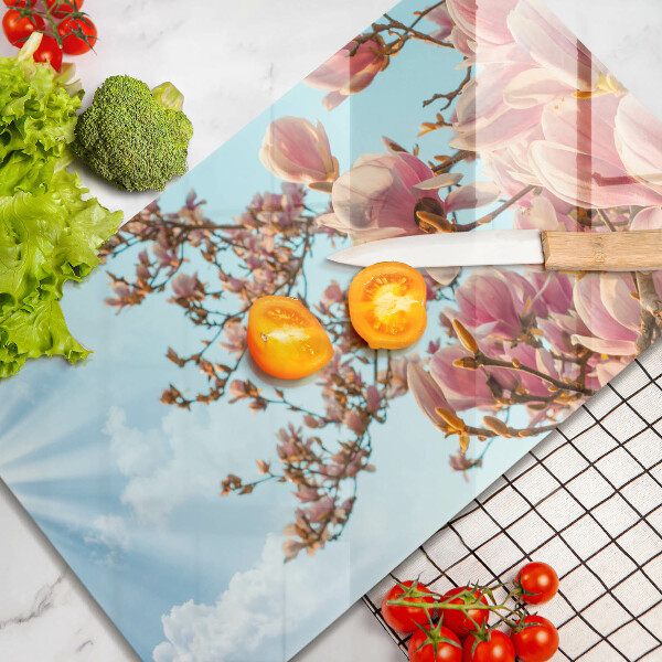 Vidro para placas de indução Árvore de flores rosa