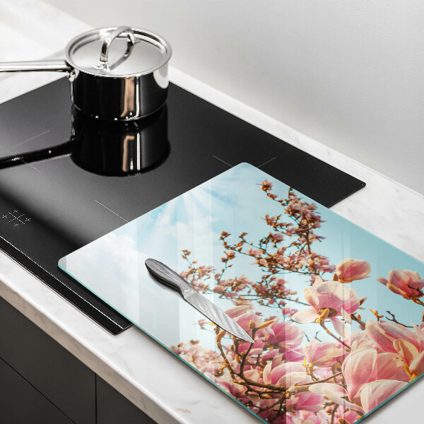 Vidro para placas de indução Árvore de flores rosa
