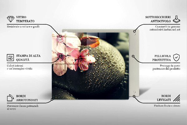 Tábua protetora Flores pedras zen