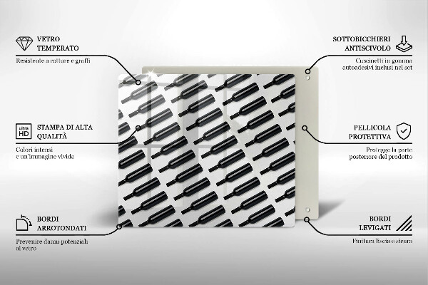 Protetor placa indução Garrafas de vinho preto