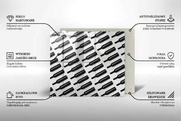 Protetor placa indução Garrafas de vinho preto