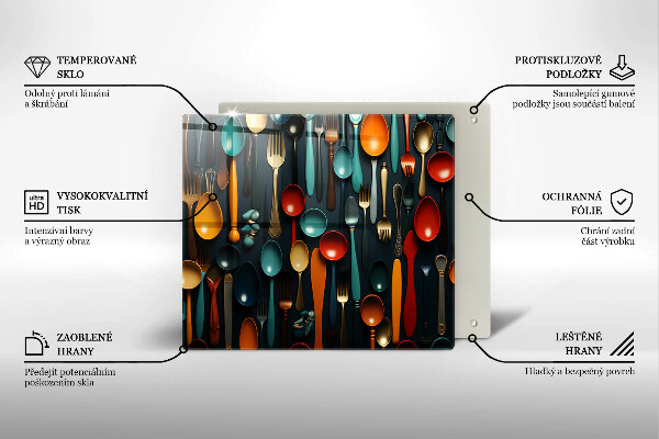 Tábua protetora Colheres e garfos coloridos