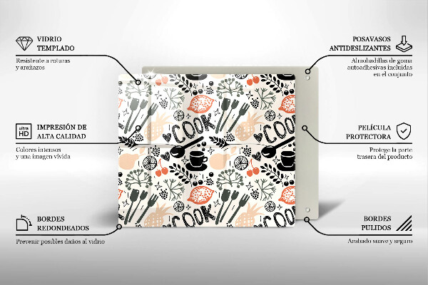 Protetor placa indução Motivo de cozinha de desenho animado