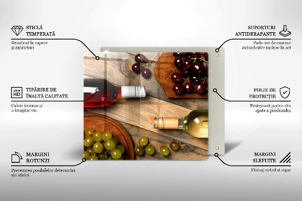Protetor placa de indução Garrafas de vinho e uvas