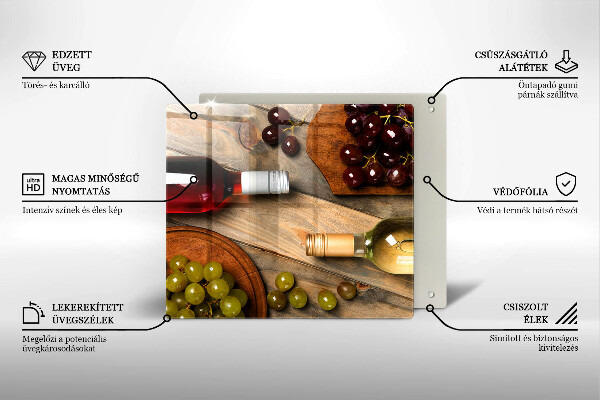 Protetor placa de indução Garrafas de vinho e uvas