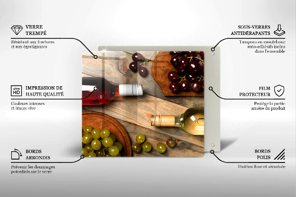 Protetor placa de indução Garrafas de vinho e uvas