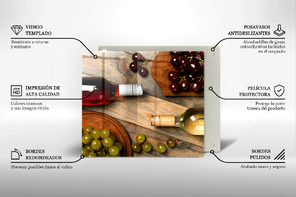 Protetor placa de indução Garrafas de vinho e uvas