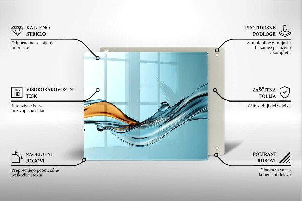 Protetor placa indução Água sobre fundo azul