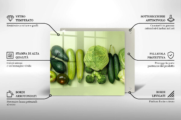 Tábua protetora Frutas e vegetais verdes
