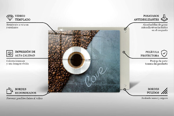 Protetor placa indução Grãos de café e uma xícara