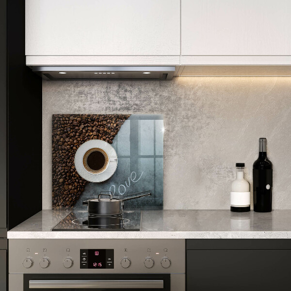 Protetor placa indução Grãos de café e uma xícara