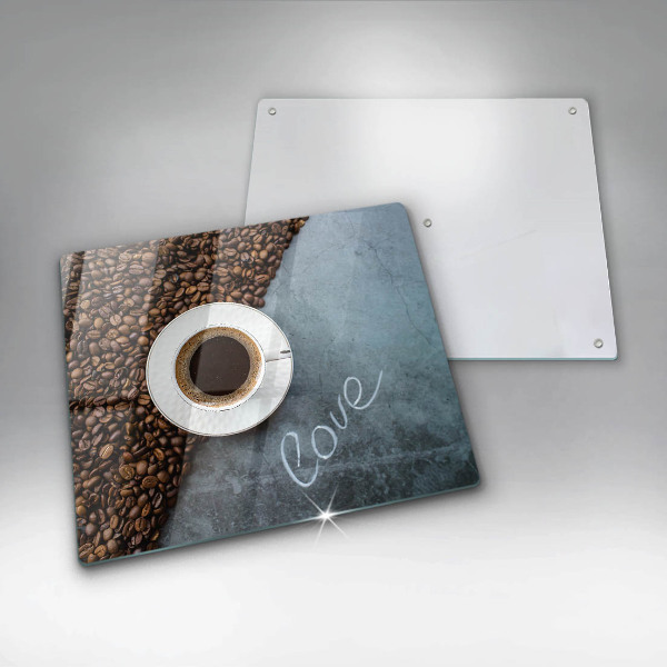 Protetor placa indução Grãos de café e uma xícara