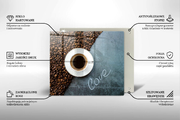 Protetor placa indução Grãos de café e uma xícara