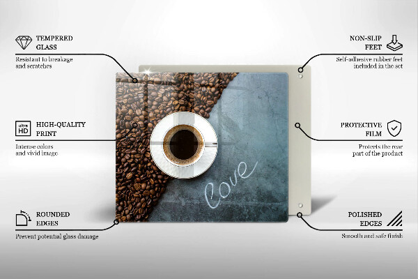 Protetor placa indução Grãos de café e uma xícara
