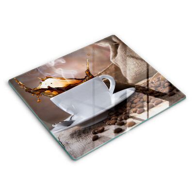 Tábua protetora Uma xícara e grãos de café