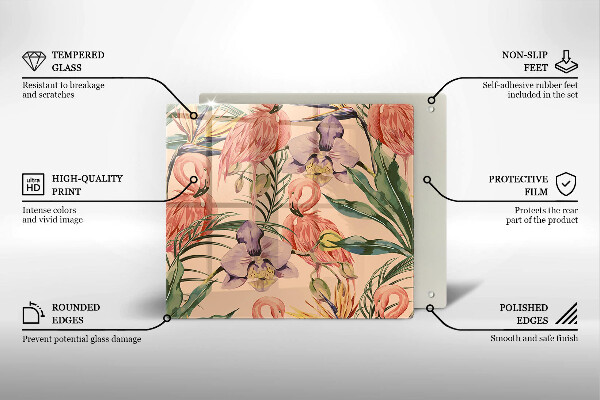 Protetor placa indução Ilustração de flamingos