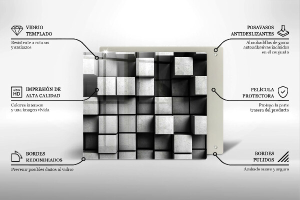 Protetor placa de indução Quadrados 3D abstratos