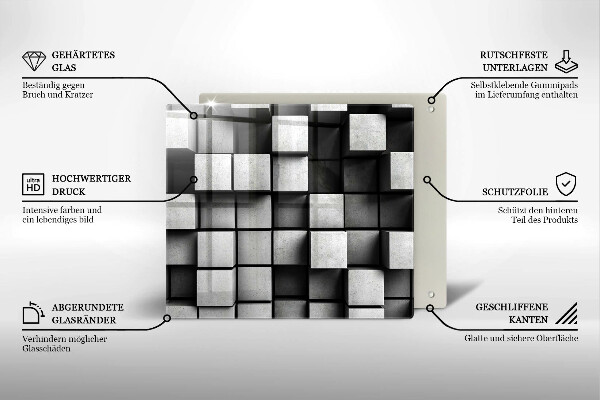 Protetor placa de indução Quadrados 3D abstratos