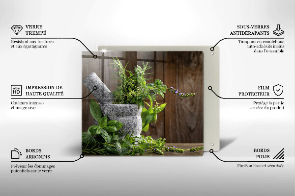 Protetor placa de indução Plantas, ervas e madeira