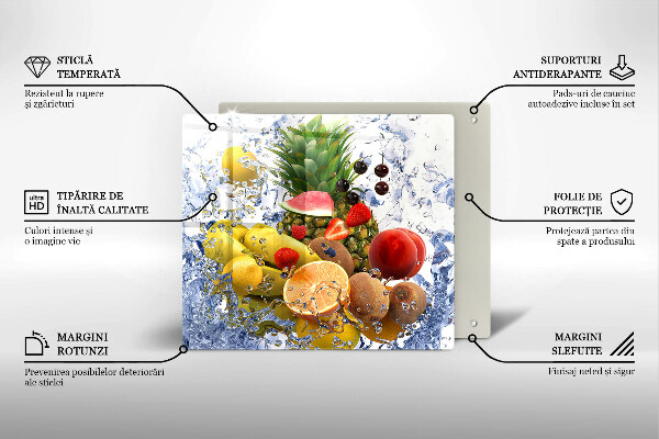 Protetor placa de indução Frutas suculentas e água