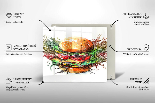 Protetor placa indução desenho de hambúrguer