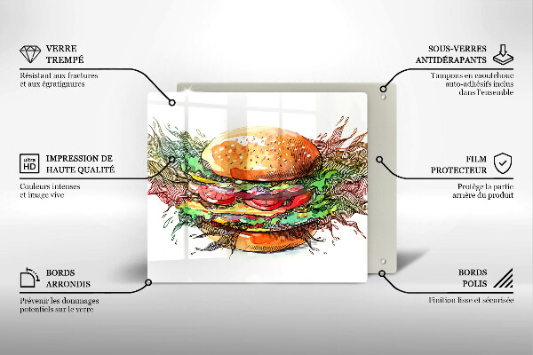 Protetor placa indução desenho de hambúrguer