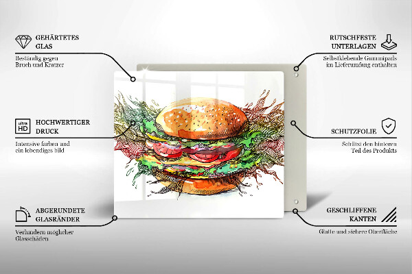 Protetor placa indução desenho de hambúrguer