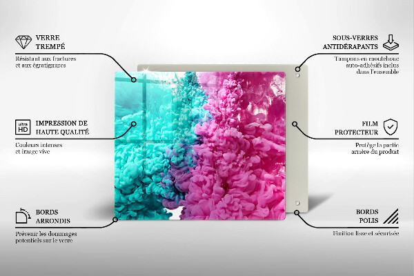 Protetor placa indução Fumaça rosa-turquesa