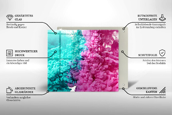 Protetor placa indução Fumaça rosa-turquesa