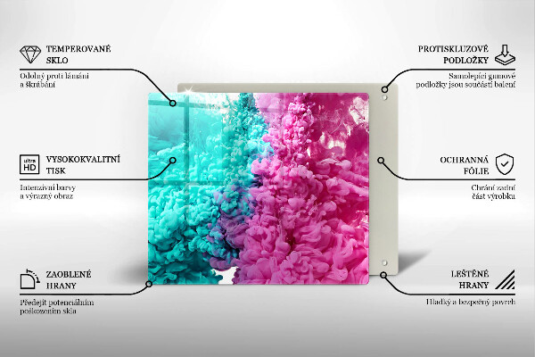 Protetor placa indução Fumaça rosa-turquesa