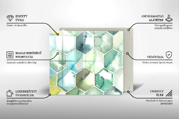 Protetor placa de indução Hexágonos em aquarela