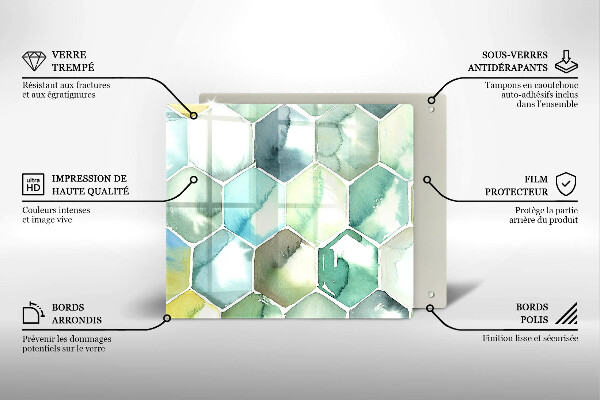 Protetor placa de indução Hexágonos em aquarela