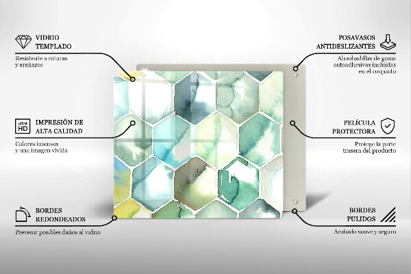 Protetor placa de indução Hexágonos em aquarela