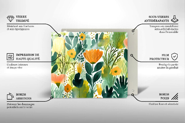 Protetor placa de indução Flores pintadas