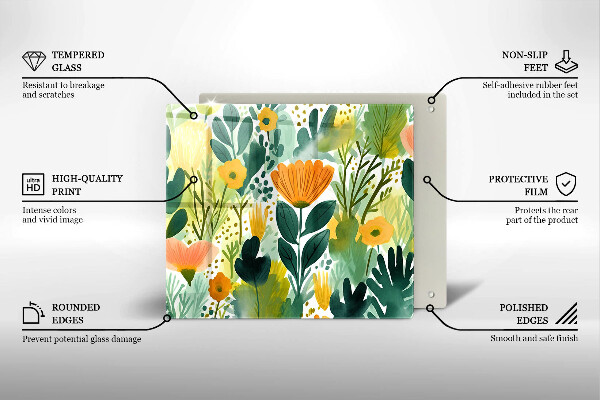 Protetor placa de indução Flores pintadas