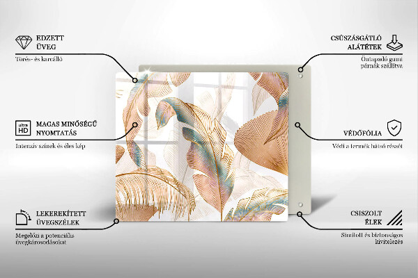 Protetor placa indução Penas e folhas Boho