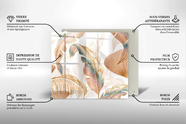 Protetor placa indução Penas e folhas Boho