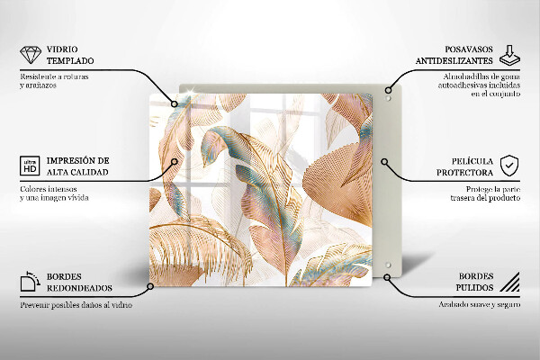 Protetor placa indução Penas e folhas Boho