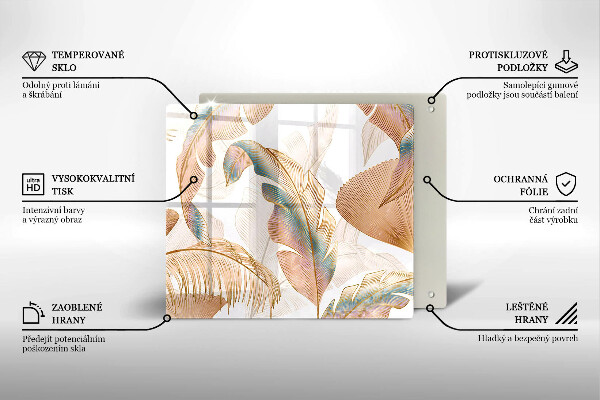 Protetor placa indução Penas e folhas Boho