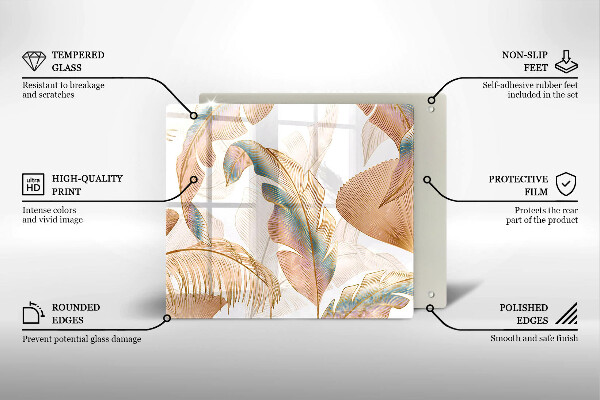 Protetor placa indução Penas e folhas Boho