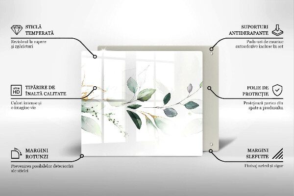 Protetor placa indução Folhas de aquarela