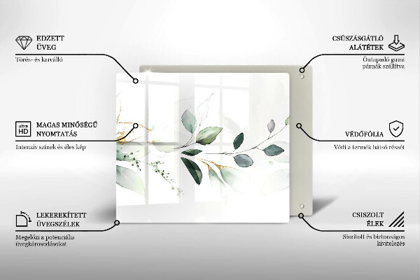 Protetor placa indução Folhas de aquarela