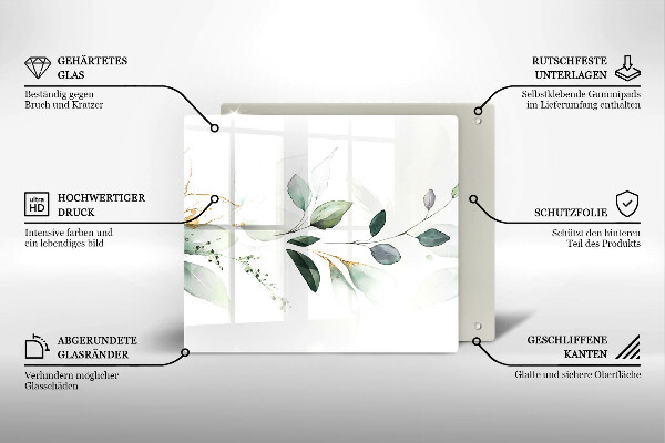 Protetor placa indução Folhas de aquarela