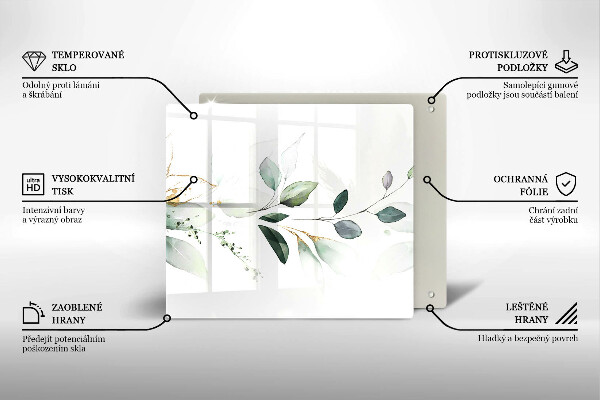 Protetor placa indução Folhas de aquarela