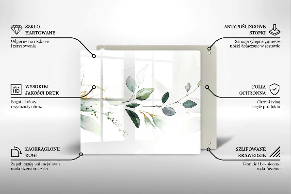 Protetor placa indução Folhas de aquarela