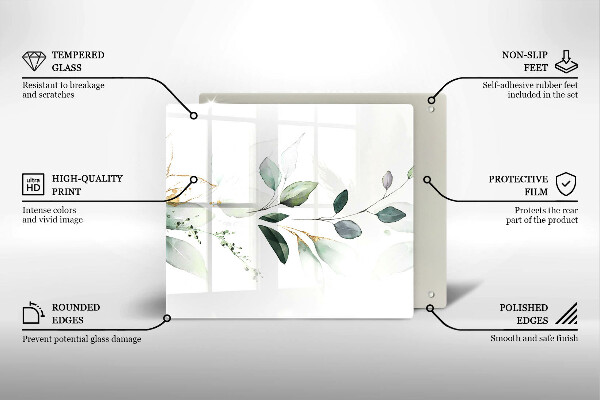 Protetor placa indução Folhas de aquarela