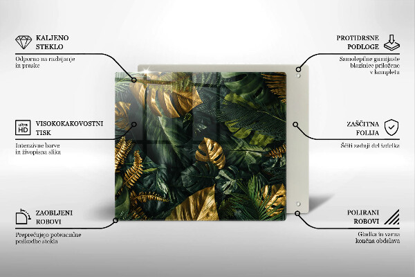 Protetor placa de indução Folhas de Monstera Dourada