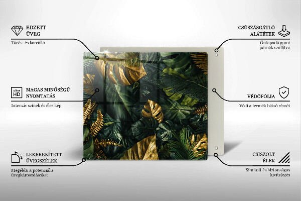 Protetor placa de indução Folhas de Monstera Dourada